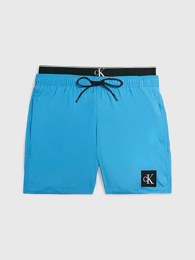 Pánske plavky s dvojitým pásom KM0KM00846 CYO modré - Calvin Klein -  Luxusná
