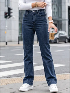 Jeansy damskie wide leg z wysokim stanem granatowe model 22319383 - FashionStreet