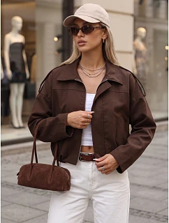 Krótka kurtka damska przejściowa brązowa model 22350768 - FashionStreet