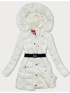 Péřová dámská zimní bunda v ecru barvě model 21245989 - LHD