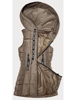 Tmavě béžová dámská vesta s kapucí model 21339612 - S'WEST
