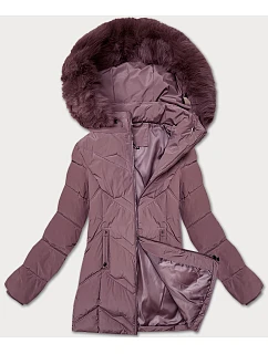 Fialová dámská zimní plus size bunda s kapucí model 21248355 - S'WEST