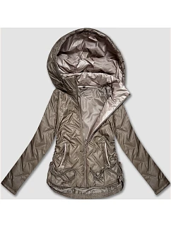 kurtka damska plus size z kapturem beżowa model 21317446 - S'WEST