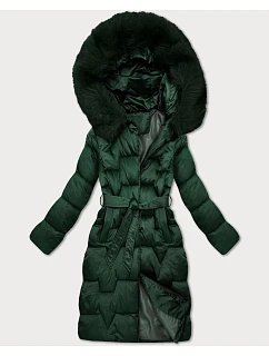 Tmavě zelená dámská zimní bunda s páskem model 21439650 - S'WEST