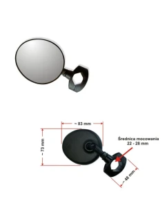 AJS MINI zrkadlo s objímkou čierne