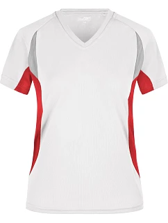 JN 390 Dámské běžecké tričko s výstřihem do V model 22486489 white/red - Daiber