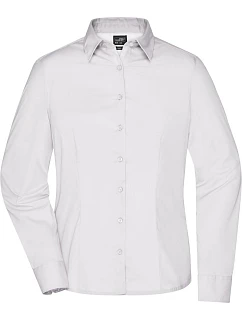 JN 641 Popelínová business halenka s dlouhým rukávem model 22487436 white - Daiber