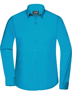 JN 677 Popelínová halenka s dlouhým rukávem model 22436659 turquoise - Daiber