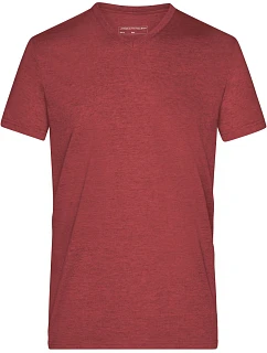 JN Pánské tričko s výstřihem do V 02.0 wine melange model 22494650 - Daiber