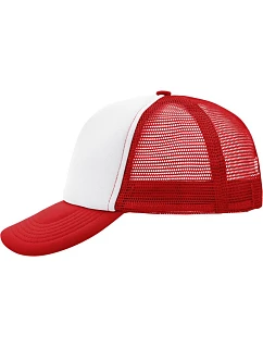Daiber MB 70 5 panelová polyesterová síťovaná kšiltovka 03.0070 white/red