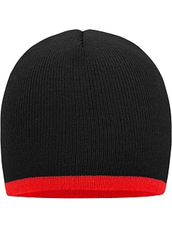 MB Pletená čepice s kontrastním lemem 03. black/red model 22496227 - Daiber