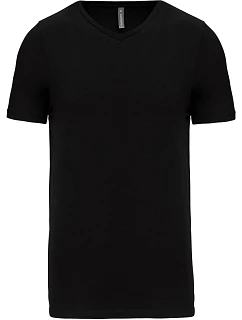 K Pánské elastické tričko s výstřihem do V 20. black model 22511771 - Kariban