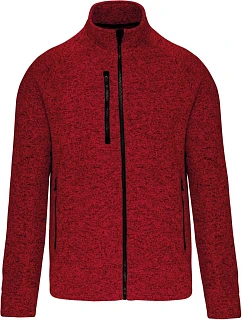 K Pánská melanžová pletená fleecová bunda 20. red melange model 22423039 - Kariban
