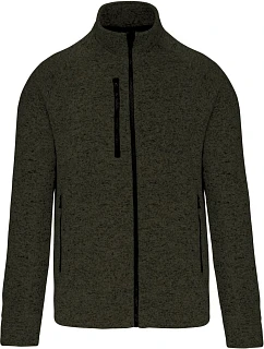 K Pánská melanžová pletená fleecová bunda 20. dark khaki melange model 22423033 - Kariban