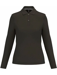 K 244 Dámské piqué polo s dlouhým rukávem model 22507057 dark khaki - Kariban