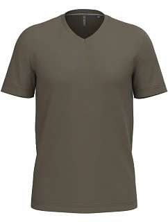 K 357 Pánské tričko s výstřihem do V model 22507598 dark khaki - Kariban