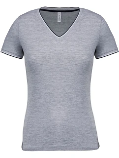 K Dámské piqué tričko s V výstřihem 20.K oxford model 22508595 - Kariban