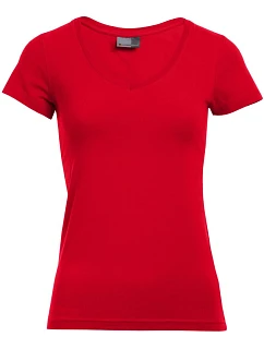 Dámské tričko Slim Fit s výstřihem do V 40. fire red model 22516031 - Promodoro