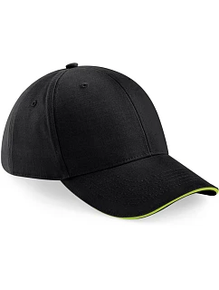 B 20 6 panelová sandwich kšiltovka  black/lime green model 22481330 - Beechfield
