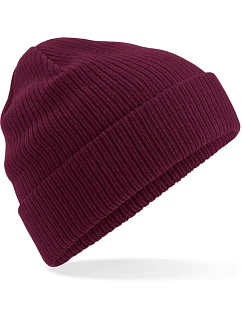 B Pletená čepice z bio bavlny burgundy model 22481590 - Beechfield