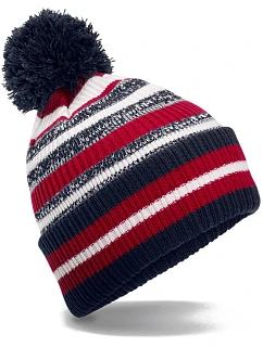 B Pletená čepice s pruhy 53. french red/white model 22442557 - Beechfield