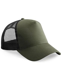 B Dětská 5 panelová kšiltovka Trucker 53. olive green/black model 22482123 - Beechfield
