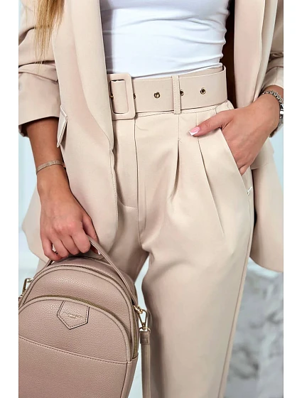 Elegantní souprava saka a kalhot tmavě béžové barvy