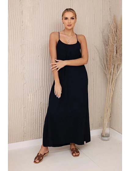 Dlouhé šaty bez ramínek námořnická modř