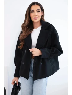 Dámská krátká model 22036095 bunda s límcem černá - K-Fashion