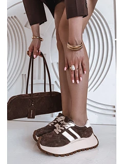 Semišové tenisky na masivní platformě model 22031726 Čokoládové - D&A