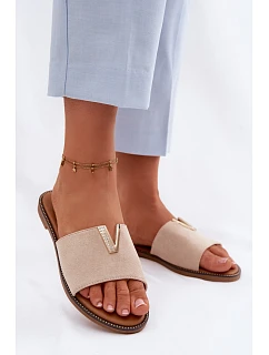 Dámské ploché nazouváky s ozdobným detailem V béžové model 22111384 - Boto