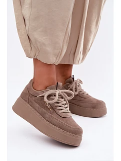 Semišové tenisky na platformě Taupe model 22355557 - Boto