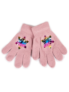 Dívčí pětiprsté rukavice Yoclub s hologramem RED-0068G-AA50-001 Pink