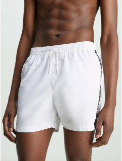 Pánske plavky Medium Drawstring Swim Shorts Logo Tape KM0KM00741YCD biela - Calvin Klein