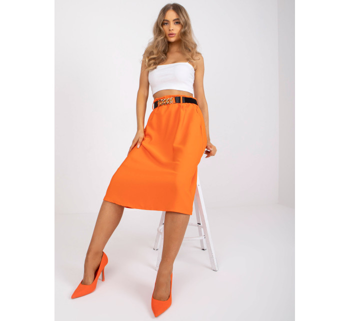 Oranžová elegantná trapézová sukňa