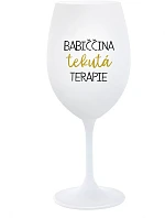 BABIČČINA TEKUTÁ TERAPIE - bílá sklenice na víno 350 ml