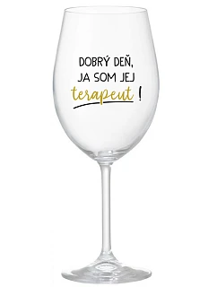 DOBRÝ DEŇ, JEM TERAPEUTE! - priehľadný pohár na víno 350 ml