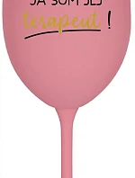 DOBRÝ DEŇ, JEM TERAPEUTE! - ružový pohár na víno 350 ml