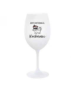 JSEM KOČKONALÁ. KOČKOROŽEC - bílá  sklenice na víno 350 ml