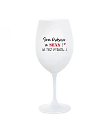 SOM KRÁSNA A SEXY! (A TIEŽ VYDATÁ...) - biely pohár na víno 350 ml