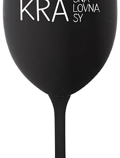 BEAUTIFUL QUEEN OF BEAUTY - čierny pohár na víno 350 ml