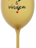 LOVE & WINE - zlatý pohár na víno 350 ml