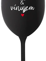 I LOVE & I WINE - čierny pohár na víno 350 ml