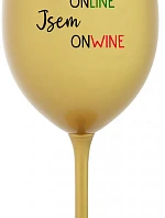 Nie som ONLINE, som ONWINE - zlatý pohár na víno 350 ml
