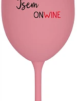 Nie som ONLINE, som ONWINE - ružový pohár na víno 350 ml