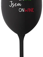 Nie som ONLINE, som ONWINE - čierny pohár na víno 350 ml