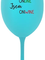 Nie som ONLINE, som ONWINE - tyrkysový pohár na víno 350 ml