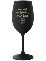 NIKDO MĚ NESPASE, MÁM ŽÍZEŇ JAKO PRASE - černá sklenice na víno 350 ml