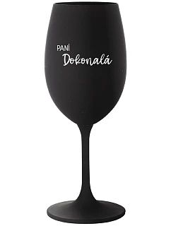 PANÍ DOKONALÁ - černá sklenice na víno 350 ml