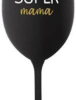 SUPER MÁMA - čierny pohár na víno 350 ml